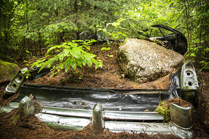 Car with Boulder in Nature by Kelley McClure