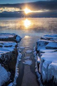 Winter Sunrise Over Lake Superior