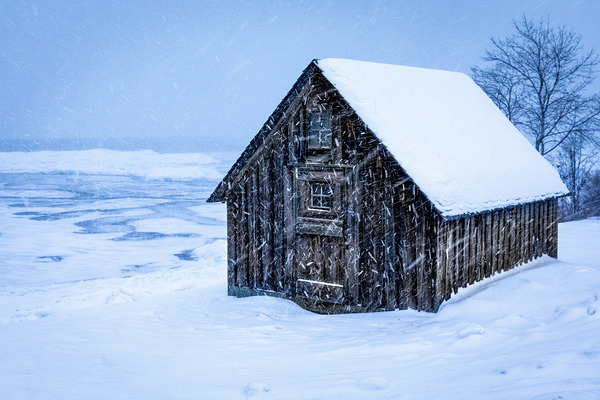 Barn Amongst a Minnesota Snowstorm Print