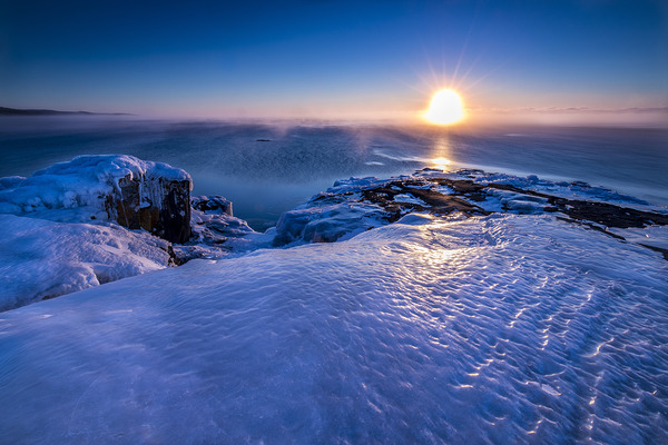 Sunrise on Ice Over Lake Superior Print