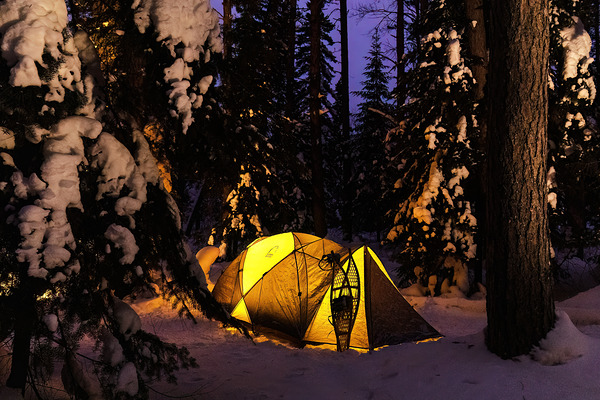 Winter Camping Under the Stars in Minnesota Print