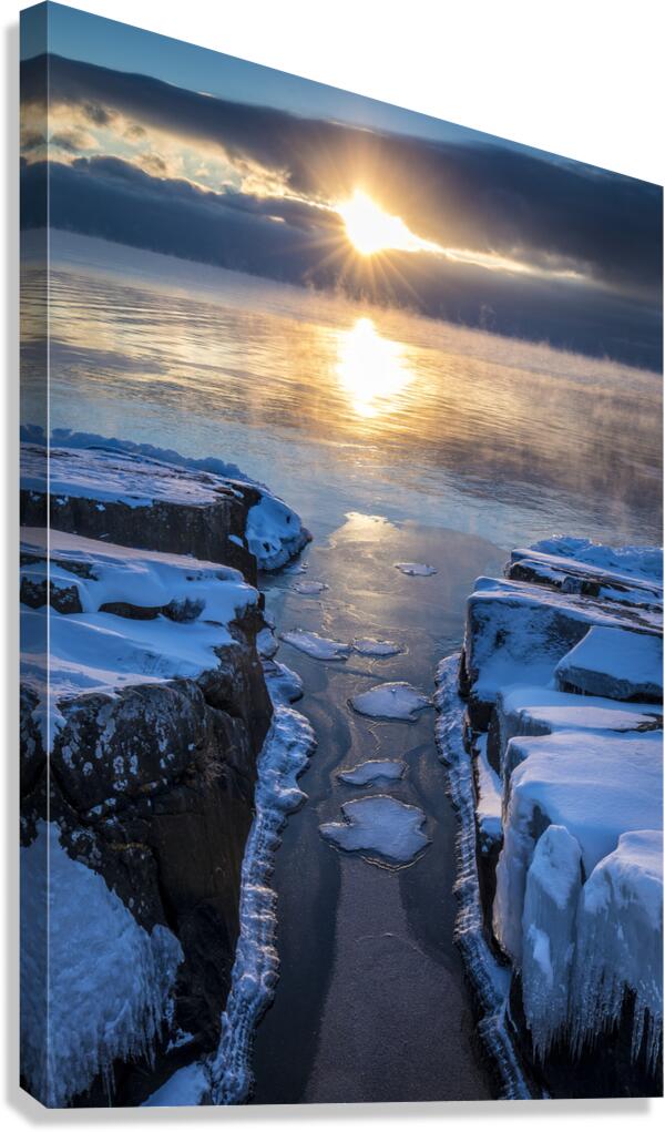 Winter Sunrise Over Lake Superior Canvas Print