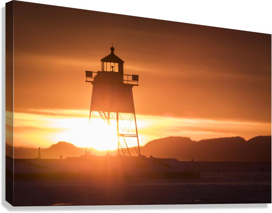 Grand Marais Minnesota Lighthouse Sunset Canvas Print