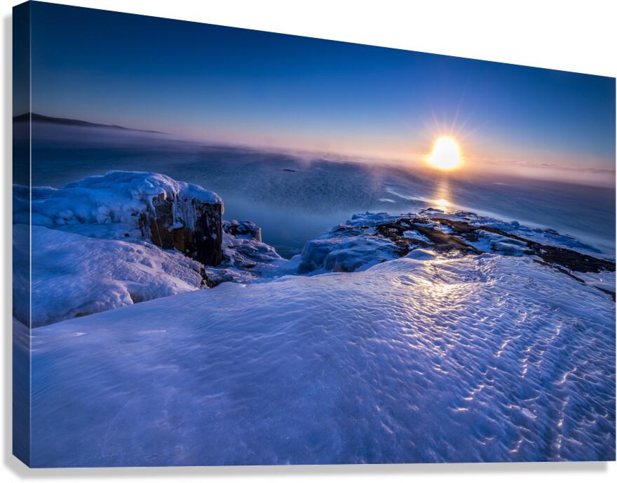 Sunrise on Ice Over Lake Superior Canvas Print