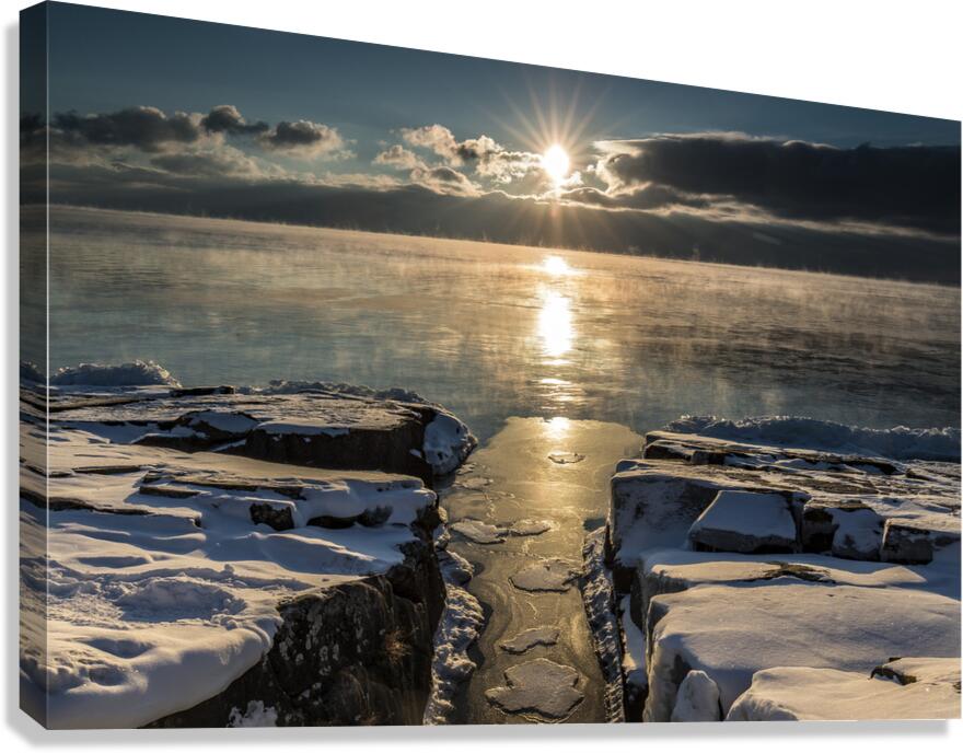 Lake Superior Winter Sunrise Art Canvas Print