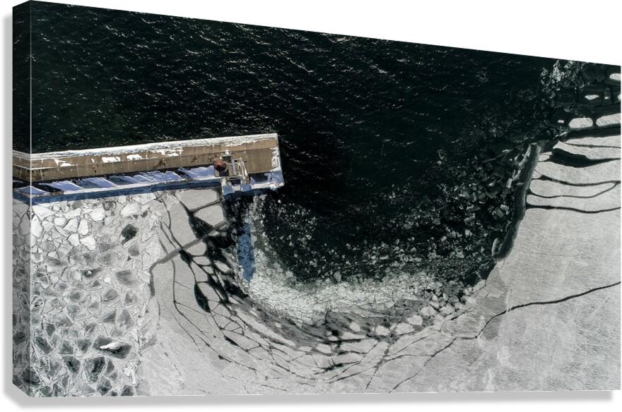 Grand Marais Winter Harbor Lighthouse Canvas Print