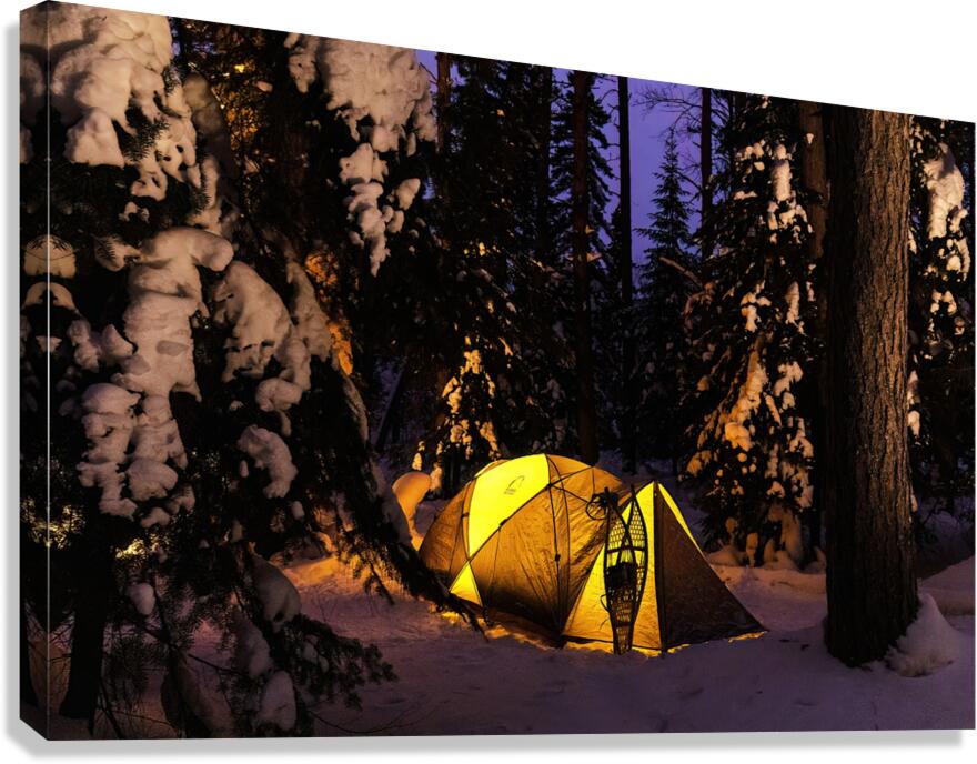 Winter Camping Under the Stars in Minnesota Canvas Print