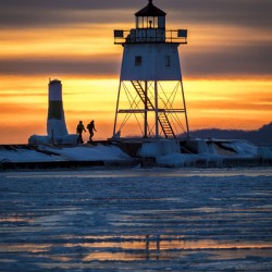 Grand Marais Lighthouse Over Ice