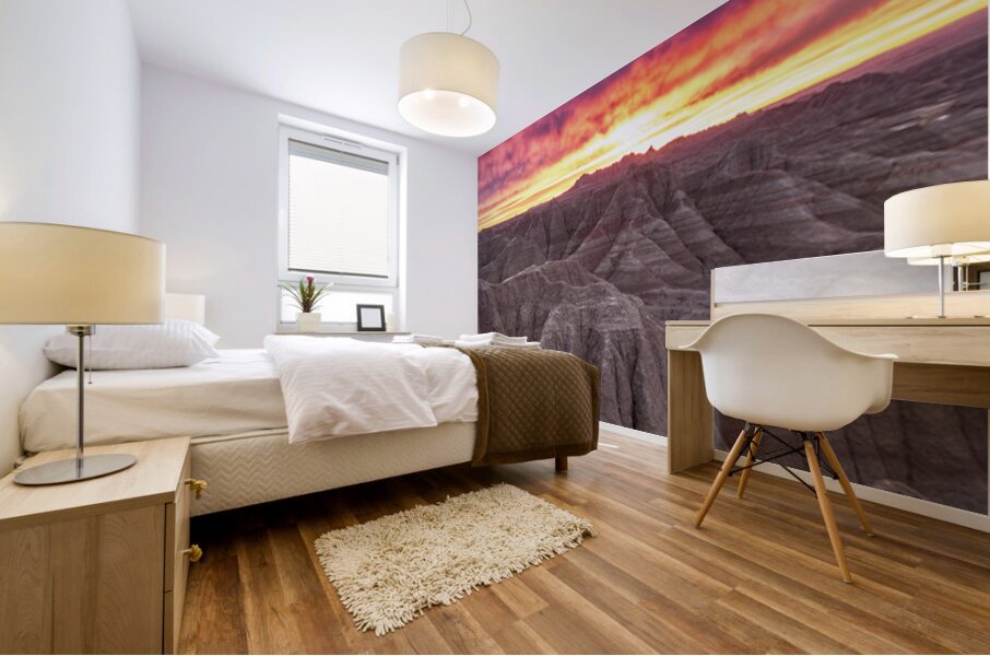 Sunrise Over The Badlands Mural print