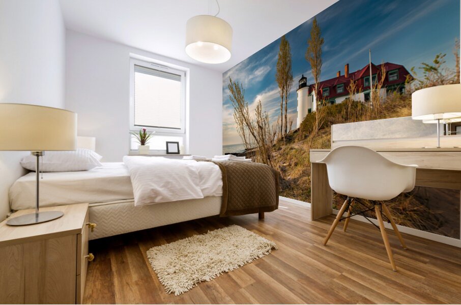 Point Betsie Lighthouse On The Beach Mural print