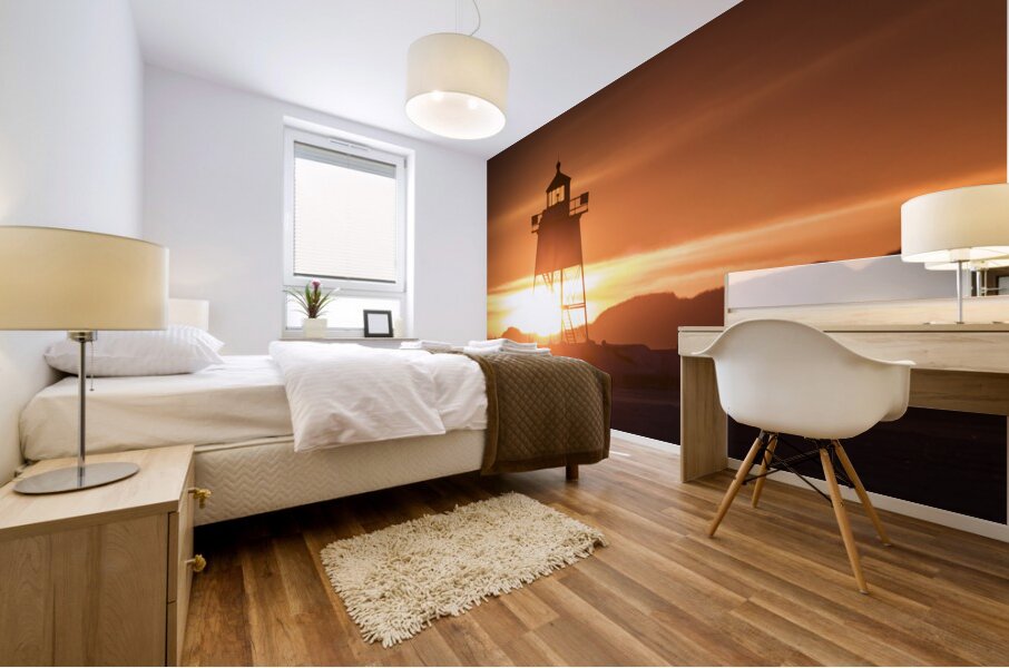 Grand Marais Minnesota Lighthouse Sunset Mural print