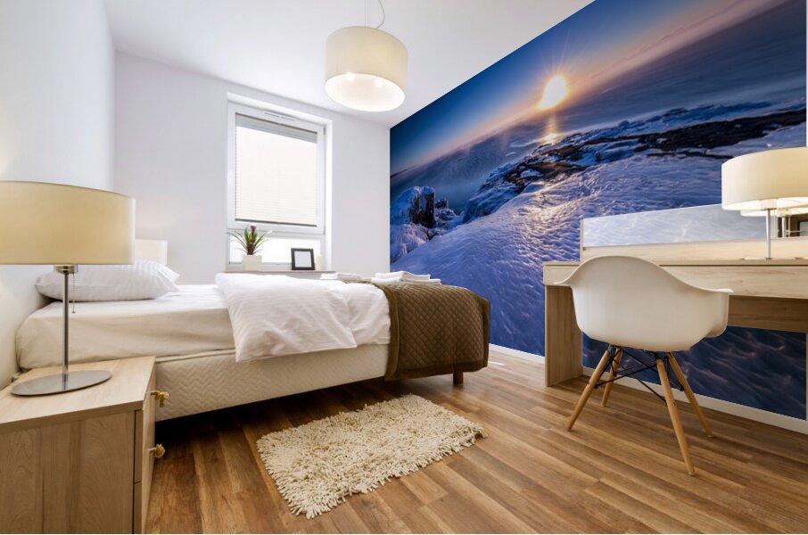 Sunrise on Ice Over Lake Superior Mural print