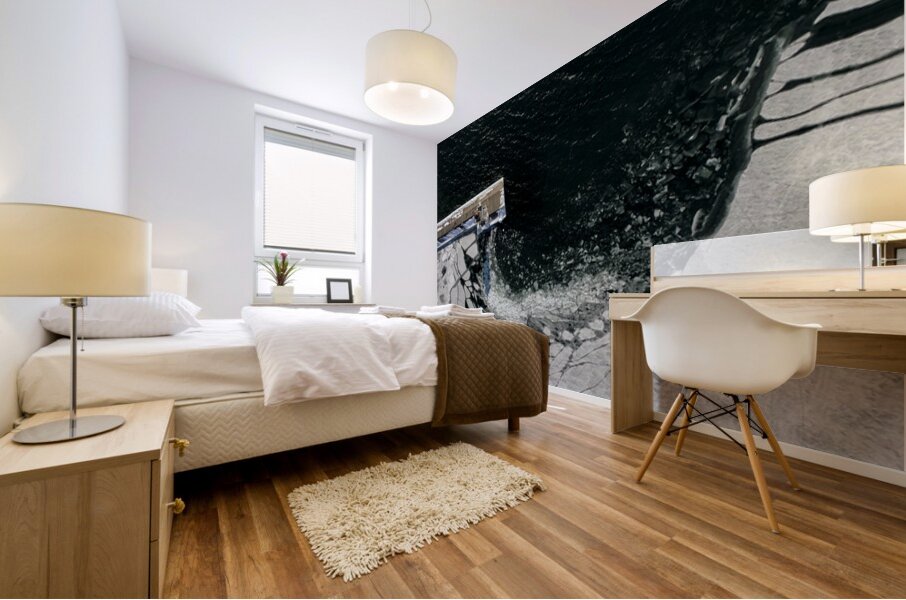 Grand Marais Winter Harbor Lighthouse Mural print