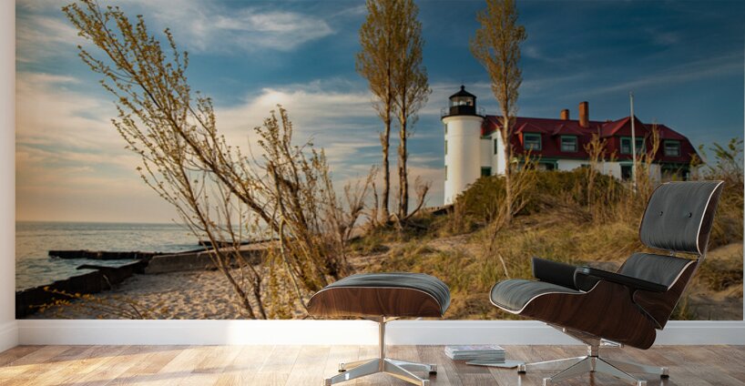 Point Betsie Lighthouse On The Beach Wall Murals