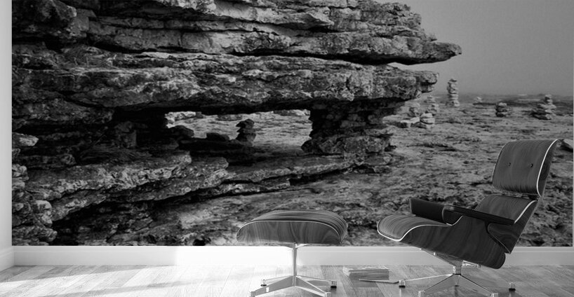 Foggy Outcrop Wall Murals