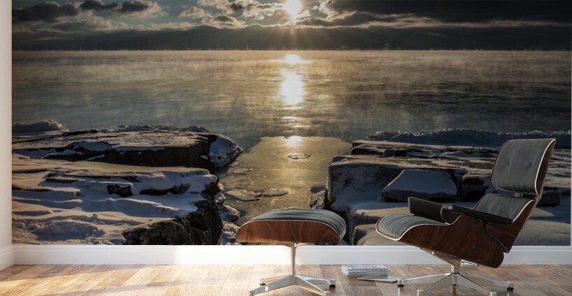 Lake Superior Winter Sunrise Art Wall Murals