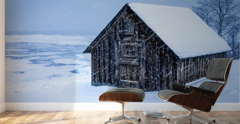 Barn Amongst a Minnesota Snowstorm Wall Murals