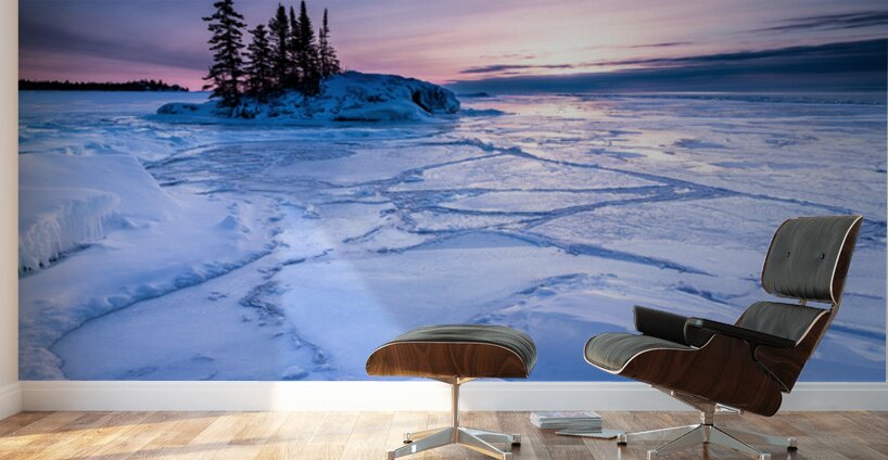 Icy Sunrise over Frozen Lake Superior Wall Murals