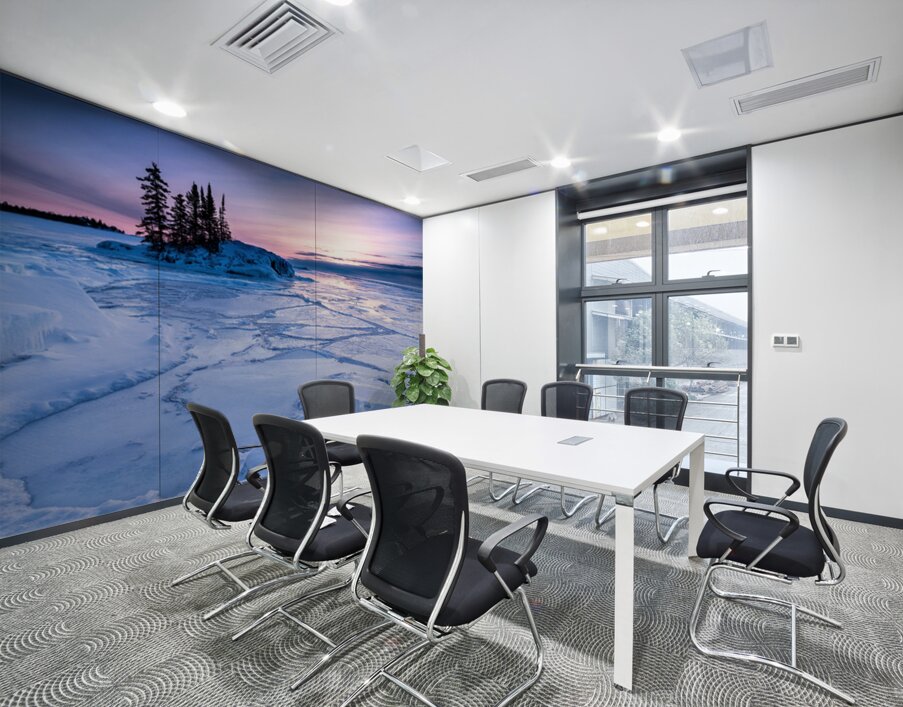 Icy Sunrise over Frozen Lake Superior Wall Printing