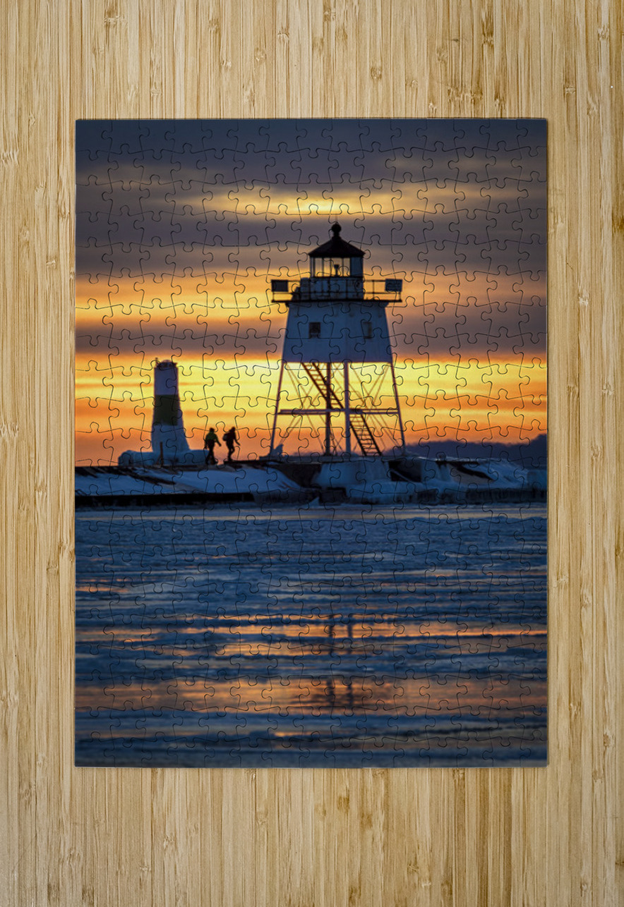 Grand Marais Lighthouse Over Ice Kelley McClure Puzzle printing