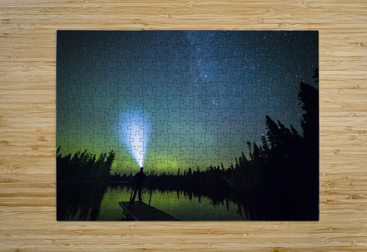 Northern Lights Over Boundary Waters Minnesota Kelley McClure Puzzle printing