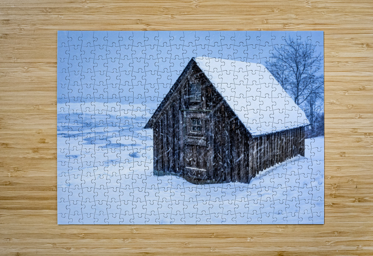 Barn Amongst a Minnesota Snowstorm Kelley McClure Puzzle printing