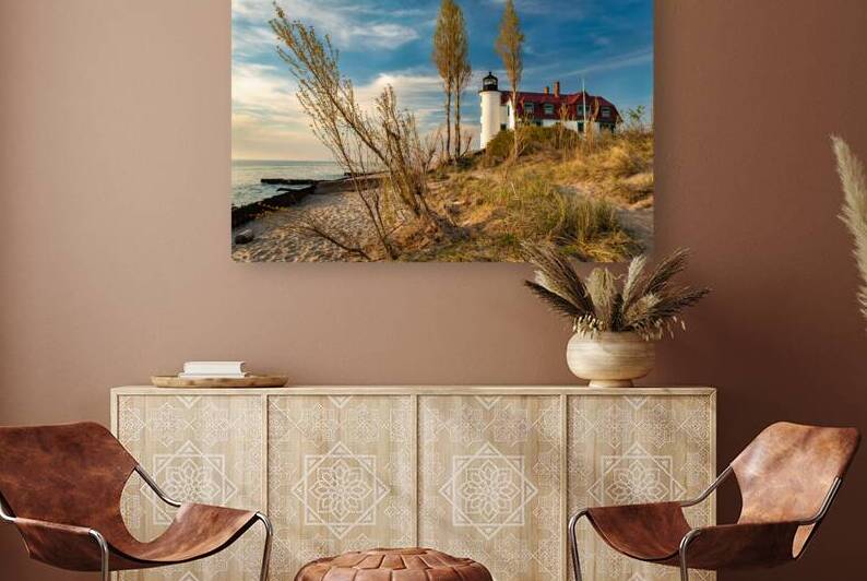 Point Betsie Lighthouse On The Beach by Kelley McClure