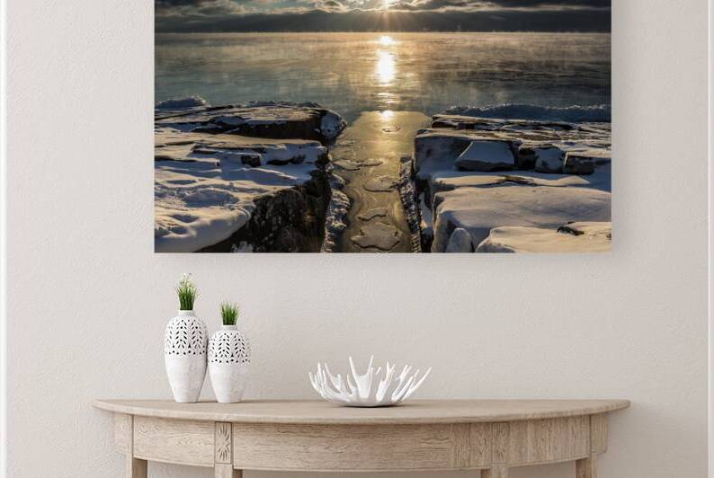 Lake Superior Winter Sunrise Art by Kelley McClure