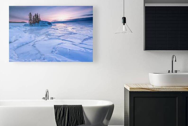 Icy Sunrise over Frozen Lake Superior by Kelley McClure